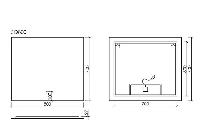 Зеркало SANCOS SQUARE 800х700 с подсветкой SQ800-image-2