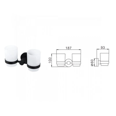 Держатель стаканов FRAP SUS304 30208 черный-image-1