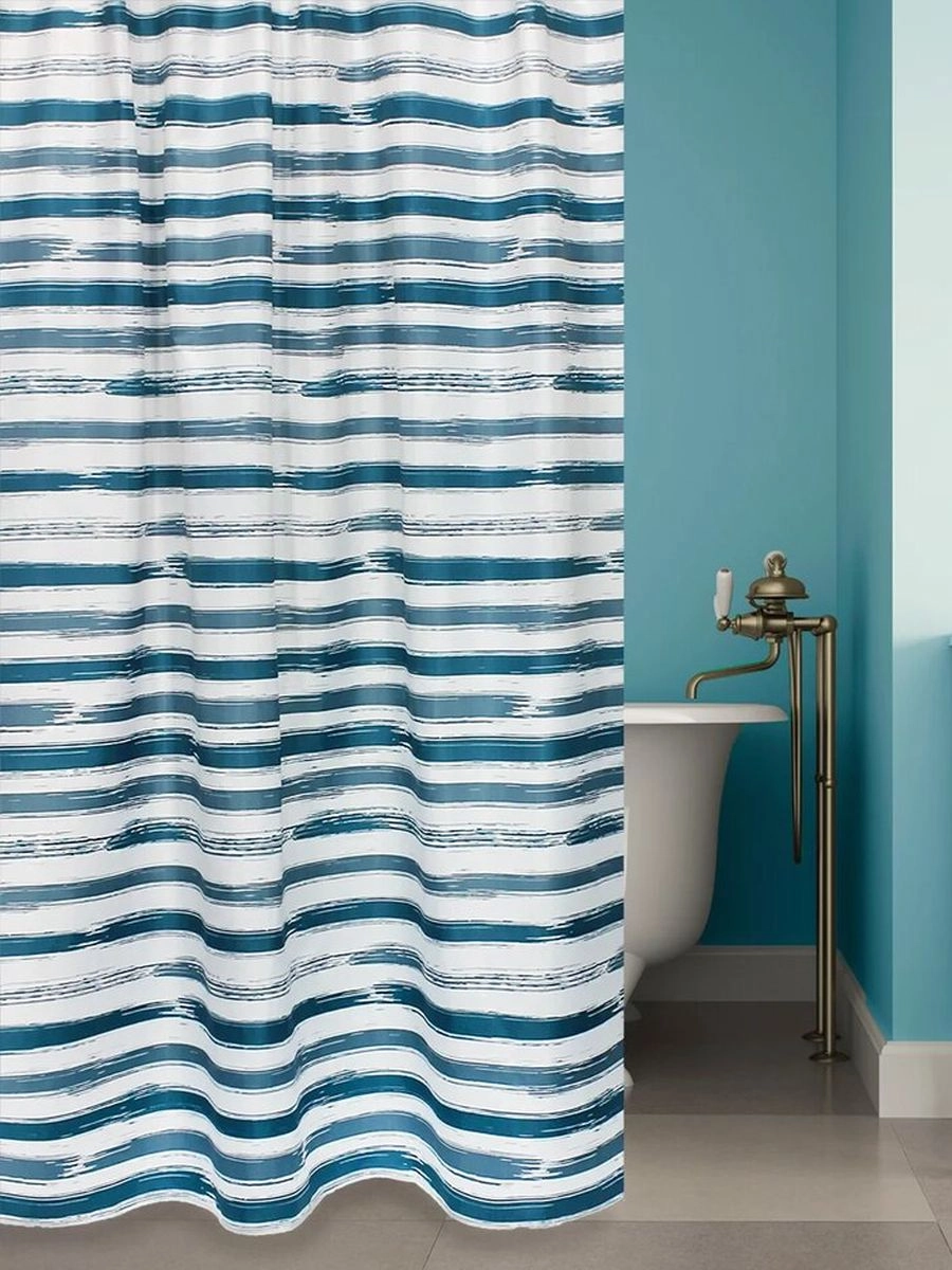 Штора для ванной BATH 180х200 Stripes голубая ch18128