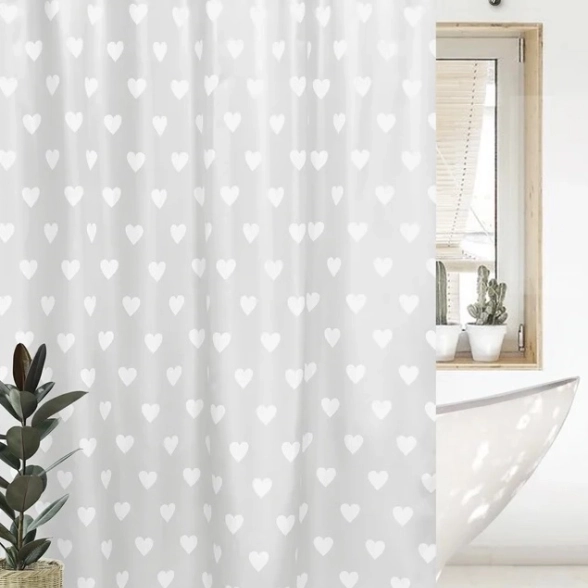 Штора для ванной BATH 180х180 Heart grey ch14164-1