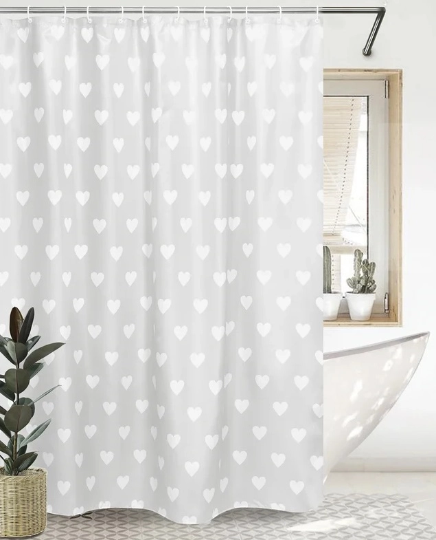 Штора для ванной BATH 180х180 Heart grey ch14164-1