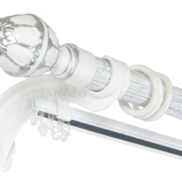 Карниз с U-шиной Венеция 1,6м Белое серебро