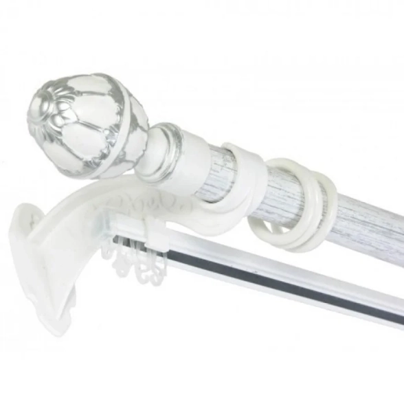 Карниз с U-шиной Венеция/Валенсия 2,4м Белое серебро