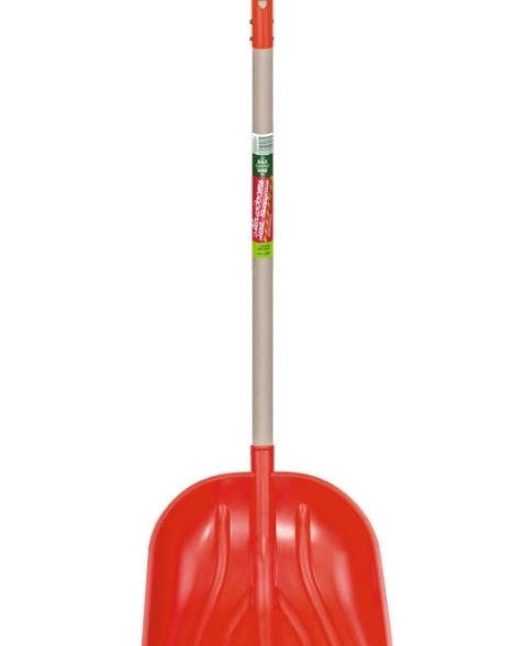 Лопата красная снеговая БЦМ 1726-ч с метал.ручкой