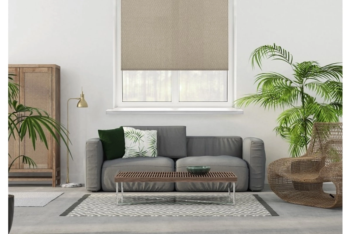 Штора рулонная Ribbed 80x160 см бежевый-image-1