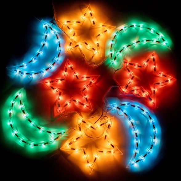 Гирлянда LED Месяц+Звезда 3м*2м Мульти 9600