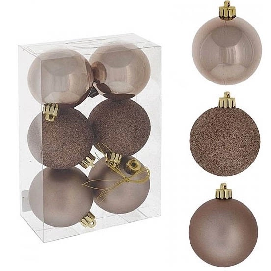 Шарики фактурные шоколад 6шт. d6см Р30-5