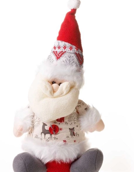 Фигура новогодняя Дед Мороз сидячий ALL108A 42см белый в красном колпаке