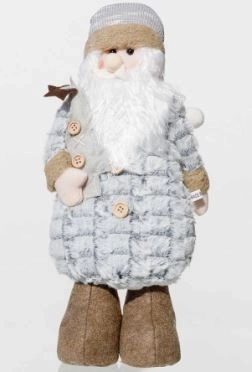 Фигура новогодняя Дед Мороз AYY105A 60см бело-серый с елочкой