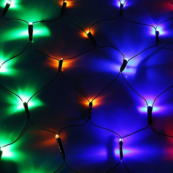 Гирлянда сетка LED LWH-0 132л. черн.провод 1,3х1,3 цветн.