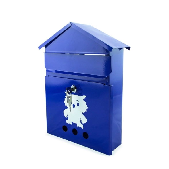 Ящик почтовый Домик с врез.замком синий 9077