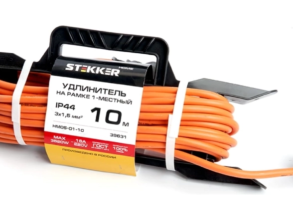 Удлинитель на рамке 1гн. 3х1.5 10м оранж. НМ05-01-10(US1)