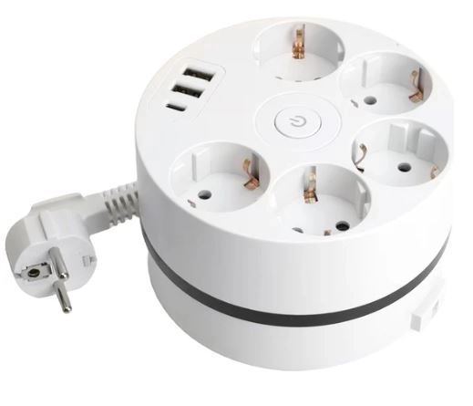 Удлинитель 5-м A+C 5V 3.1A с/з 2USB 3х1мм2 2,5м белый