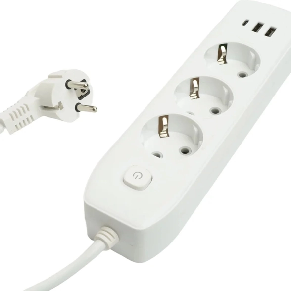 Удлинитель STEKKER Home 3м с/з 1,8м HM08-33-02 белый