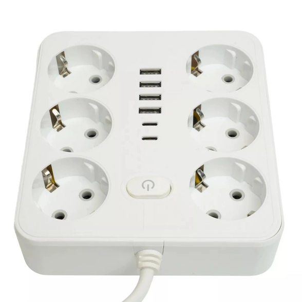 Удлинитель STEKKER Home 6м с/з 3м HM09-66-02 белый