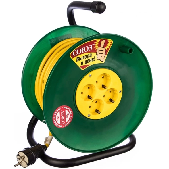 Удлинитель силовой Союз н/к 30м 4гн ПВС 2*2,5 16А б/з