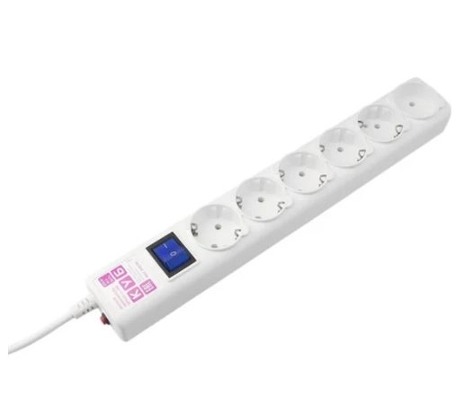 Сетевой фильтр Power Cube 6х0,5м с з/к белый 16А/3,5кВт