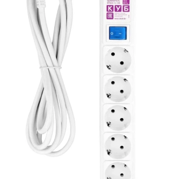 Сетевой фильтр Power Cube 6*5м с з/к белый