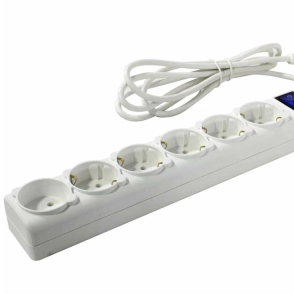 Сетевой фильтр Power Cube 6*1,9м с з/к белый 16А