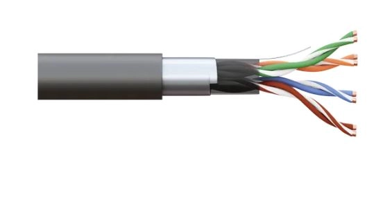 Кабель Teracom PRO Cat5E F/UTP 4пары solid 24AWG LDPE черн.внешн