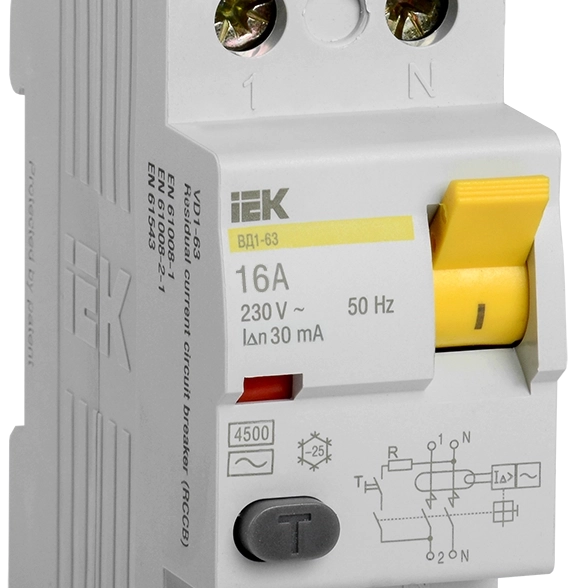 УЗО ИЭК 2п 16А 30мА ВД1-63