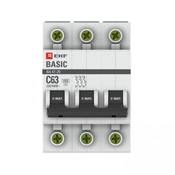 Авт.выкл EKF Basic BA47-29 3P 10A(C) 4,5kA