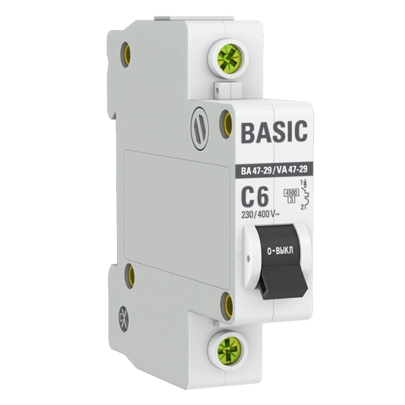 Автоматический выключатель EKF Basic BA47-29 1P 06A(C) 4,5kA
