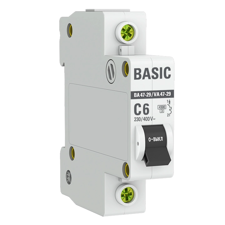 Автоматический выключатель EKF Basic BA47-29 1P 06A(C) 4,5kA