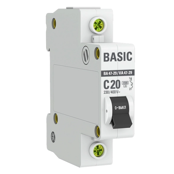 Автоматический выключатель EKF Basic BA47-29 1P 20A(C) 4,5kA