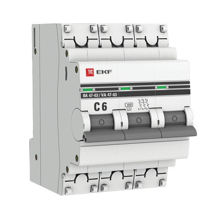 Автоматический выключатель EKF PROxima BA47-63 3P 6А(C) 4,5kA