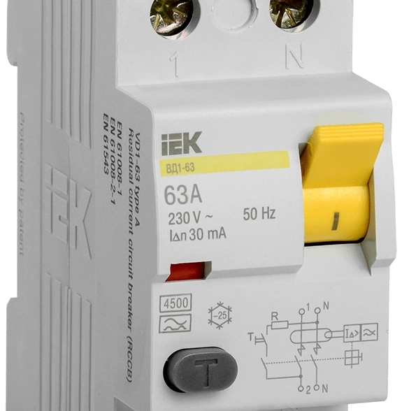 УЗО 2п 63А 30mA ВД1-63 AC ИЭК