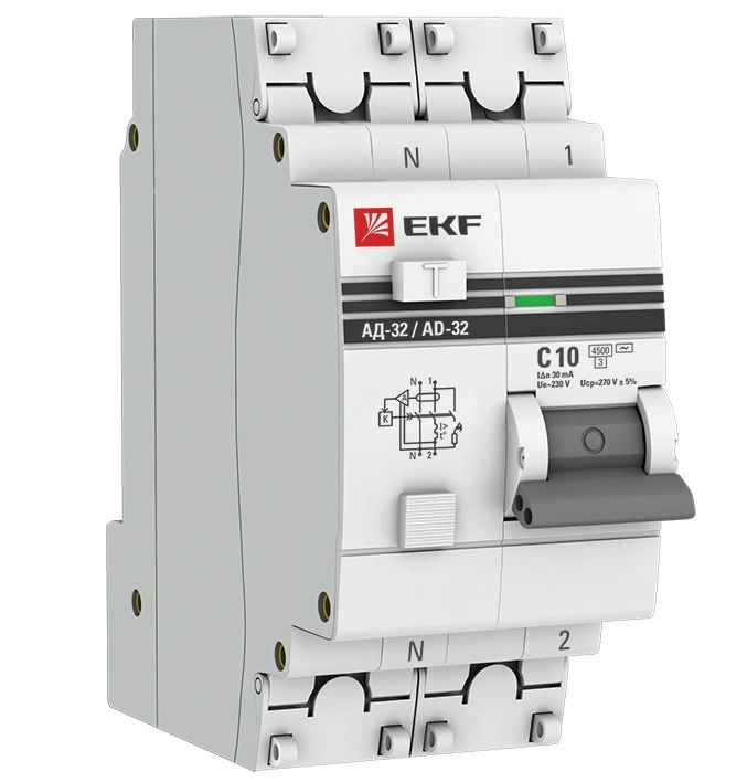 Диф.авт EKF PROxima АД-32 1P+N 10А 30мА 4,5кА