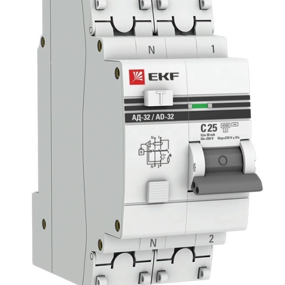 Диф.авт EKF PROxima АД-32 1P+N 25А 30мА 4,5кА