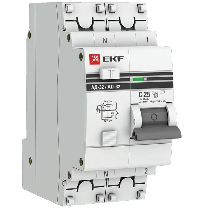 Диф.авт EKF PROxima АД-32 1P+N 25А 30мА 4,5кА