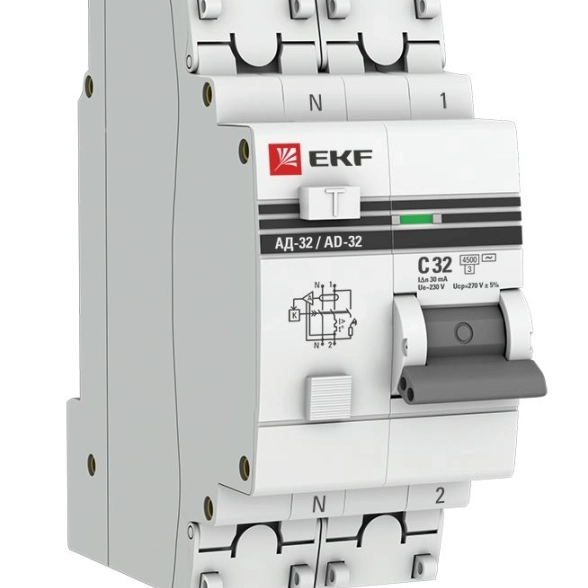 Диф.авт EKF PROxima АД-32 1P+N 32А 30мА 4,5кА