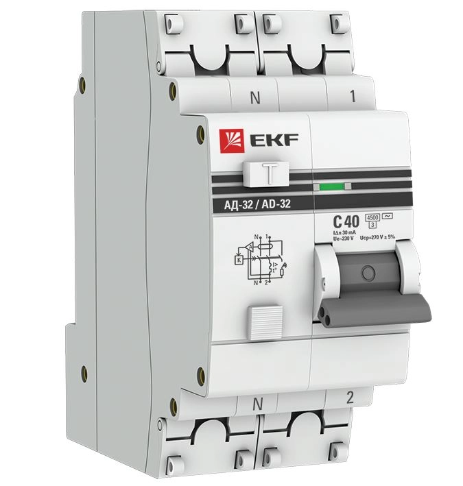 Диф.авт EKF PROxima АД-32 1P+N 40А 30мА 4,5кА