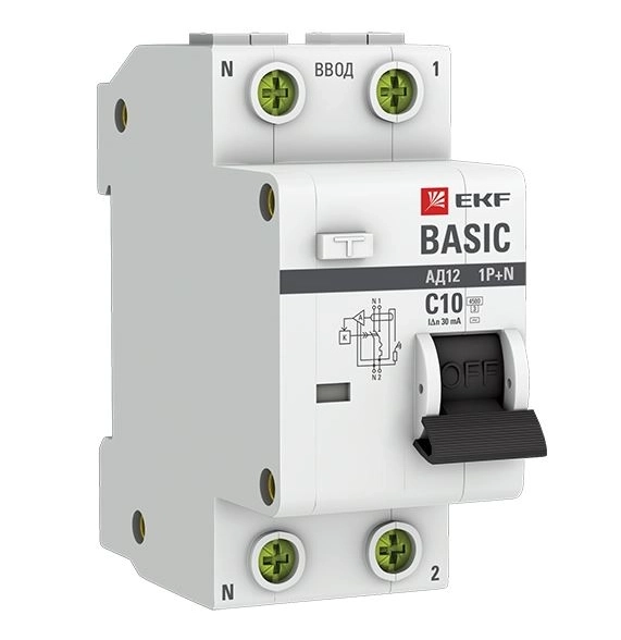 Диф.авт EKF Basic АД-12 1P+N 10А 30мА 4,5кА