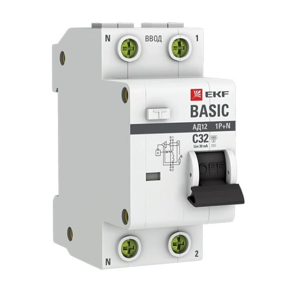 Диф.авт EKF Basic АД-12 1P+N 32А 30мА 4,5кА