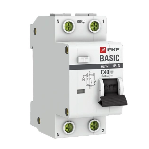 Диф.авт EKF Basic АД-12 1P+N 40А 30мА 4,5кА