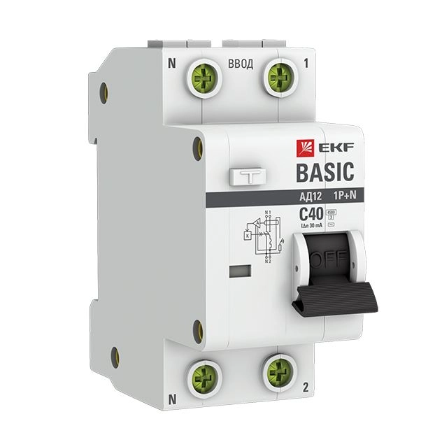 Диф.авт EKF Basic АД-12 1P+N 40А 30мА 4,5кА