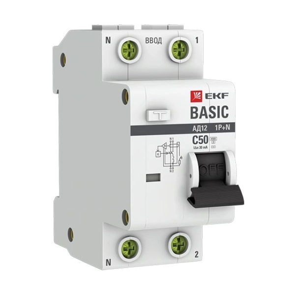 Диф.авт EKF Basic АД-12 1P+N 50А 30мА 4,5кА