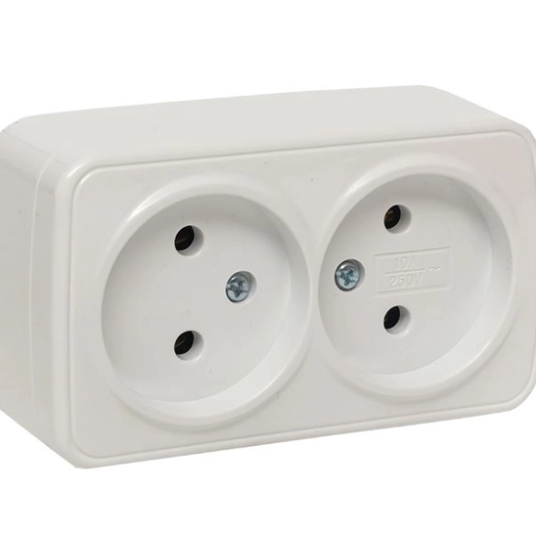Розетка EKF ОП 2-м 16А с/з бел МИНСК