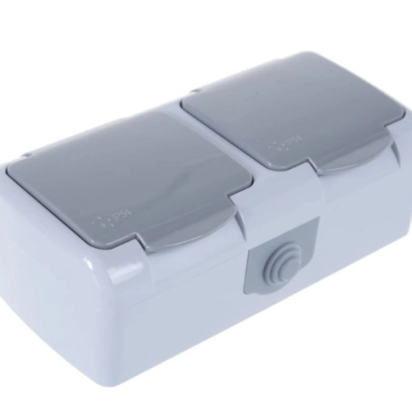 Розетка EKF ОП 2-я 16А IP54 с/з с/кр сер МУРМАНСК