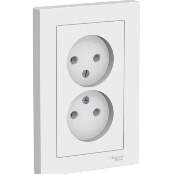 Розетка ATLASDESIGN 2-я б/з 16А в/сб бел ATN000120