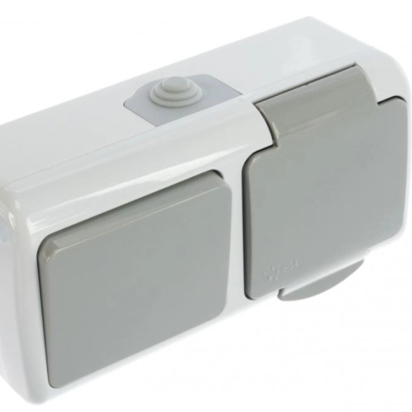 Блок EKF ОП 1я 16А с/з с/кр+1кл выкл IP54 сер МУРМАНСК