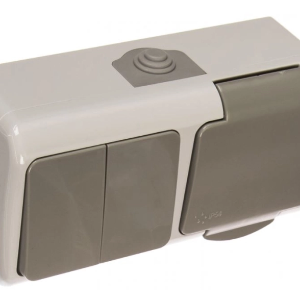 БЛОК EKF ОП 1я 16А с/з с/кр+2кл выкл IP54 сер МУРМАНСК