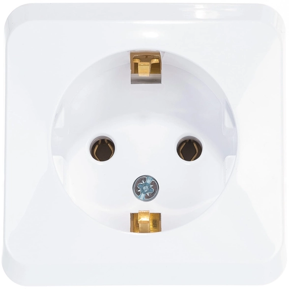 Розетка ЭТЮД 1-я ОП белая б/з б/шт РА16-001В