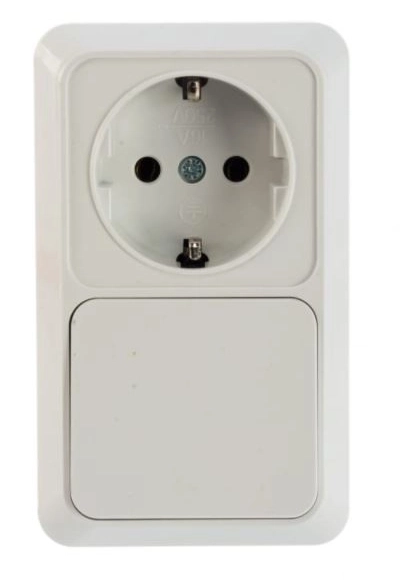 Блок комб ОП верт 1кл выкл+роз с/з Олимп О0038