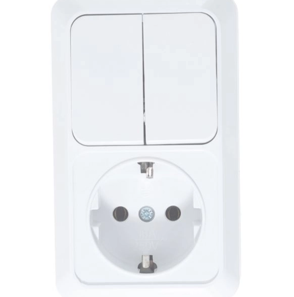 Блок комб ОП верт 2кл выкл+роз с/з Олимп О0040