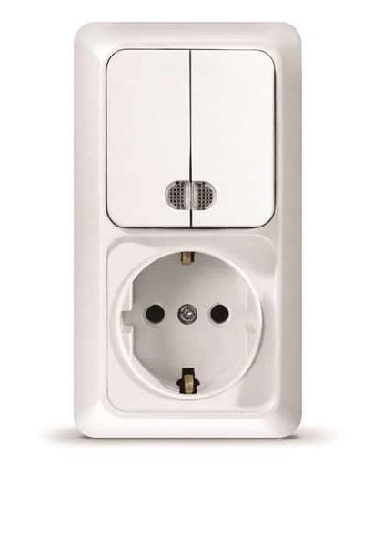 Блок комб ОП верт 2кл выкл с/п+роз с/з Олимп О0041